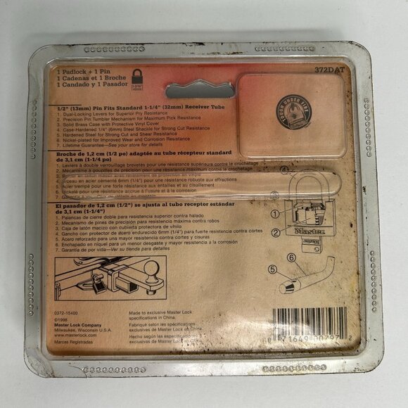 Master Lock Class II Receiver Hitch Lock 372DAT - Picture 2 of 2
